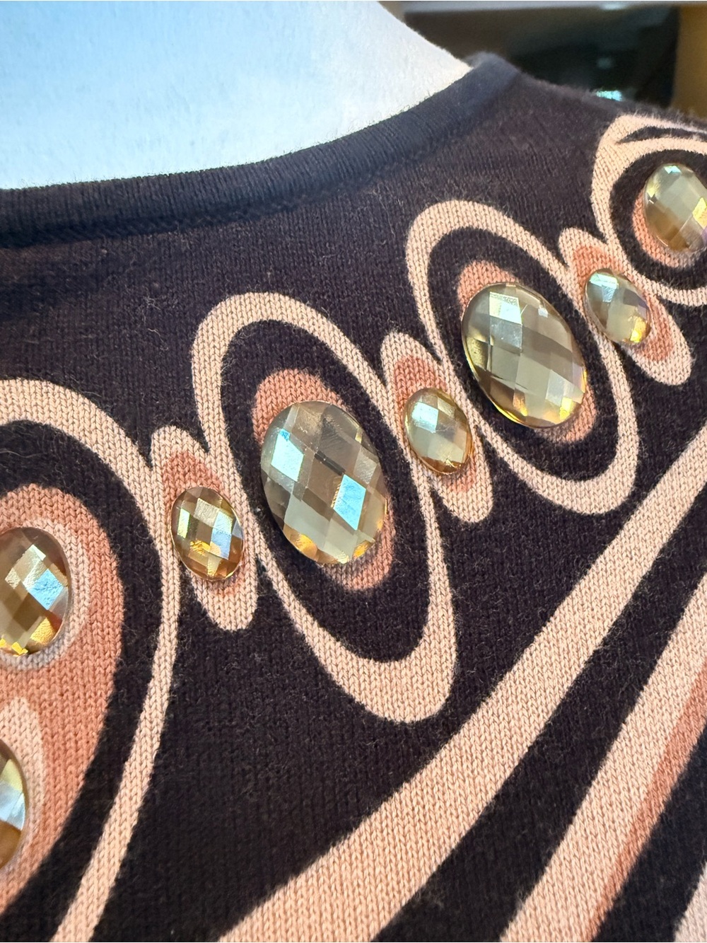 Bob Mackie Jeweled Animal Print Sweater - Picture 3 of 6